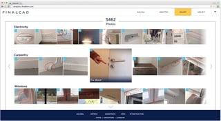 Dashboard screenshot with photos of defect during a field visit on a construction site