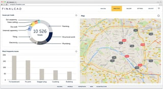 Dashboard screenshot with statistics and a map for construction